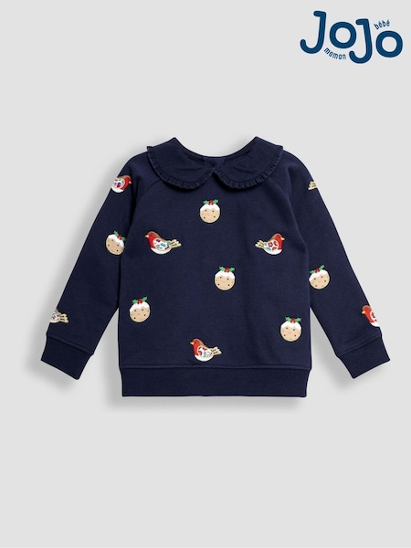 JoJo Maman Bébé Christmas Pudding And Robin Applique Sweatshirt (E48898) | 41 €
