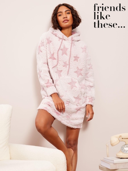 Friends Like These Pink Long Line Star Print Snoodie (E49337) | €30