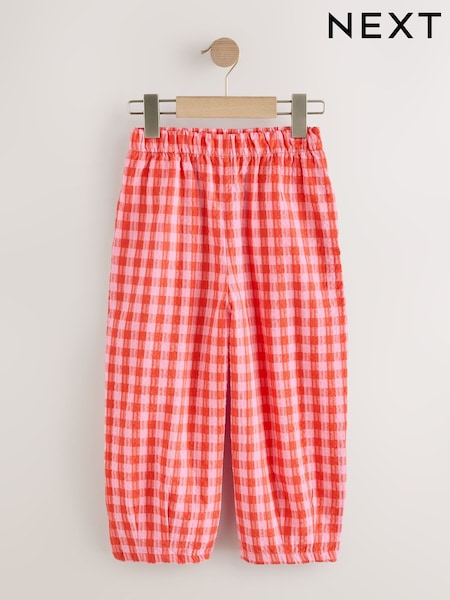 Red/Pink Gingham Pull On Barrel Trousers (3-16yrs) (E49518) | AED81 - AED107