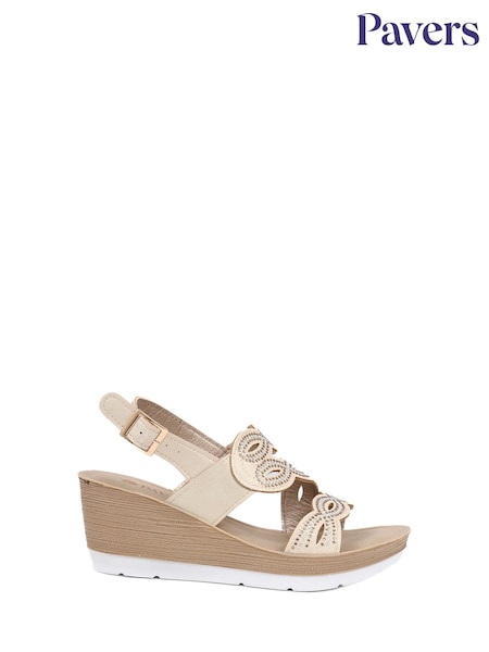 Pavers Gold Adjustable Wedge Heel Sandals (E49522) | €43