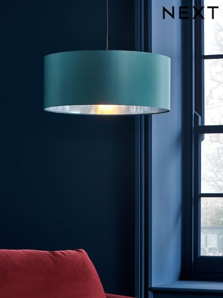 Teal Blue Rico Easy Fit Shade Drum Ceiling Light (E49551) | €44