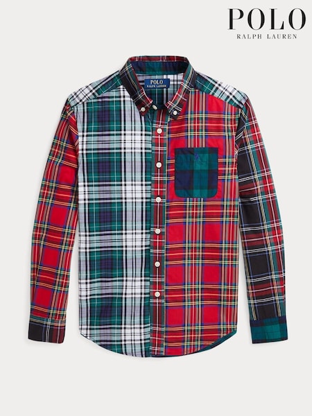 Polo Ralph Lauren Boy Red 100% Cotton Check Western Style Shirt (E49571) | 371 LEI