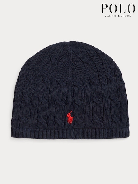 Mornarica - Polo Ralph Lauren Boy Cable Knit 100% Cotton Hat (E49575) | € 33