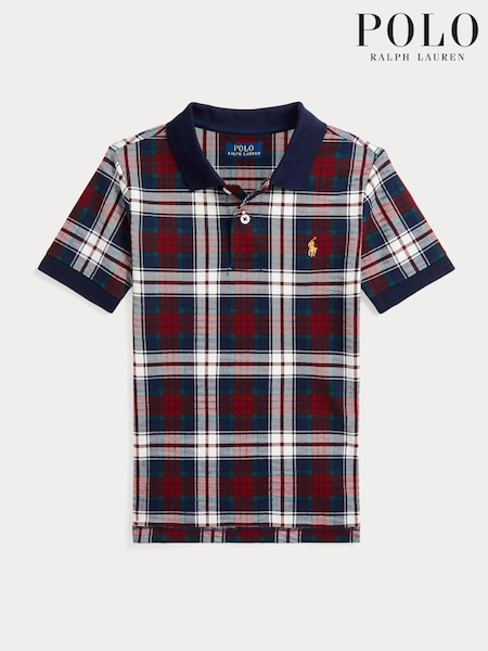 Polo Ralph Lauren Boys Red Tartan 100% Cotton Check Polo Shirt (E49587) | 313 LEI