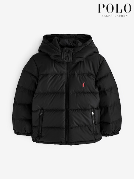 Polo Ralph Lauren Boys Ripstop Down Hooded Black Jacket (E49598) | 891 LEI