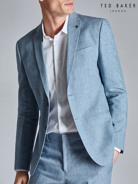 Ted Baker Tailoring Blue Hydra Linen Slim Fit Jacket (E49620) | AED1,508