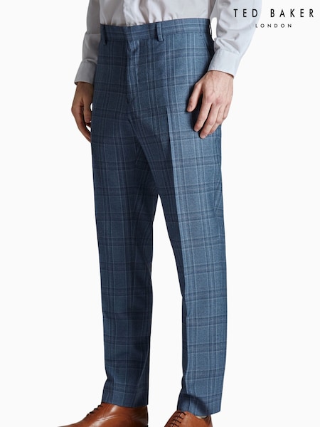 Ted Baker Tailoring Large Blue Alder Check Slim Fit Trousers (E49634) | R$ 1,380