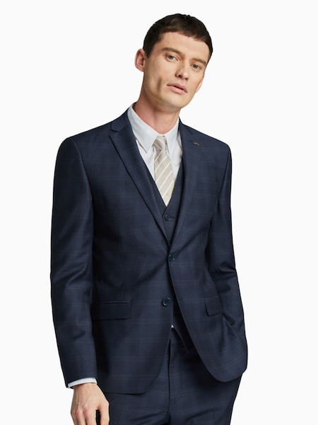 Ted Baker Tailoring Blue/Rust Check Textured Slim Fit Jacket (E49649) | €171