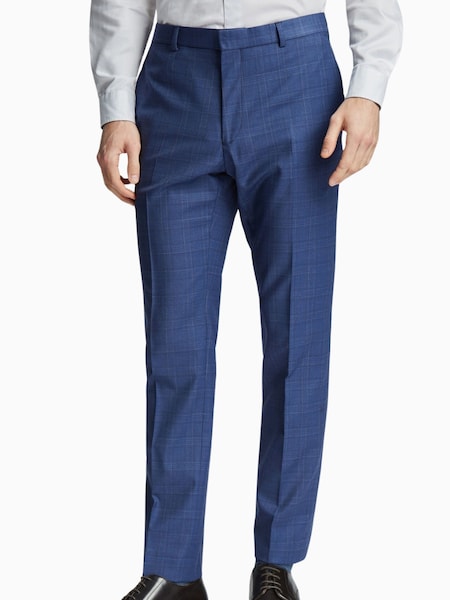 Ted Baker Tailoring Blue Volan Subtle Check Slim Fit Trousers (E49651) | AED407
