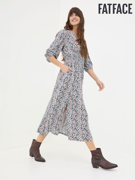 FatFace Rene Black Wild Floral Midi Dress (E50026) | €42