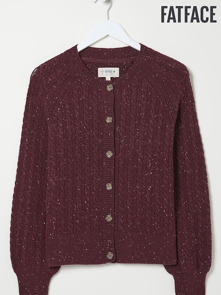FatFace Chloe Dark Red Cable Cardigan (E50124) | €46