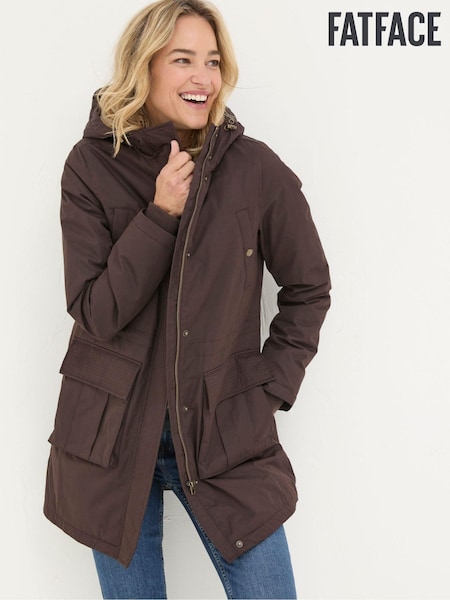 FatFace Petra Brown Parka Brown Coat (E50158) | €102