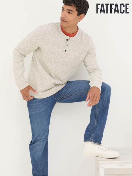 FatFace Arundel Ecru White Textured Henley T-Shirt (E50185) | €31.50