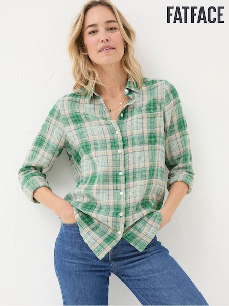 FatFace Olivia Green Waffle Check Shirt (E50217) | €36.50