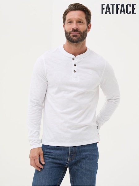 Weiß - Fatface Long Sleeve Henley T Shirt (E50230) | 46 €