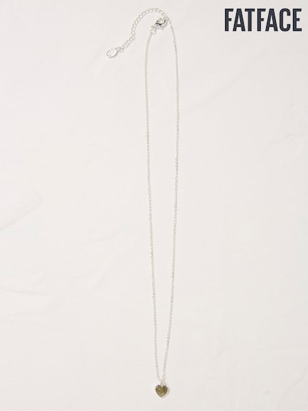 FatFace Silver Tone Heart Stone Necklace (E50272) | €24