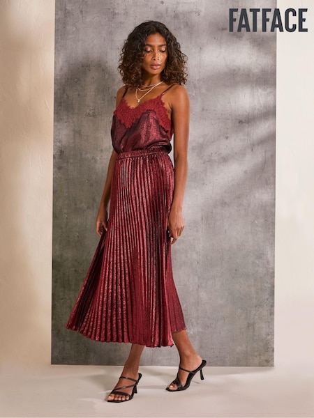 FatFace Gaia Dark Red Pleated Skirt (E50274) | €50