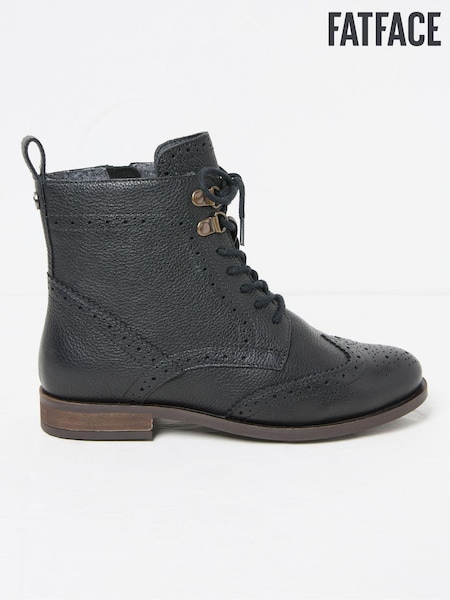 FatFace Anwen Black Brogue Ankle Boots (E50316) | €64
