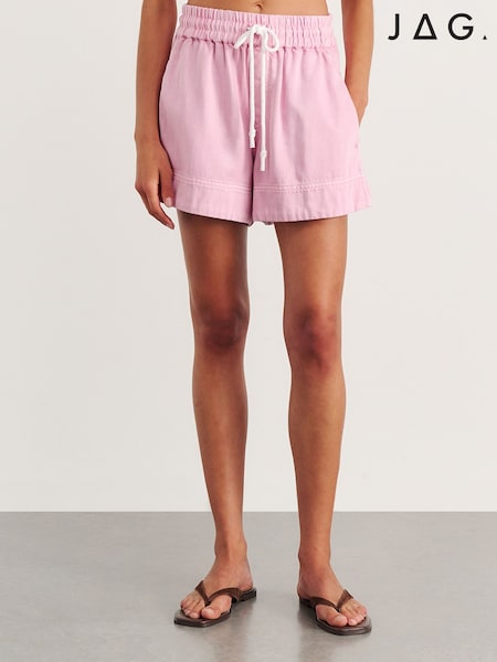Pink - Jag Loe Drawstring Mini Denim Casual Shorts