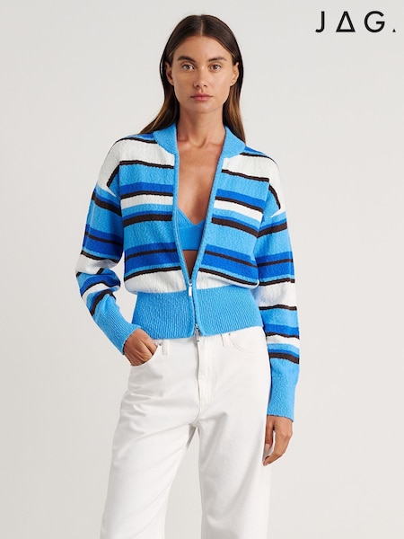 Blue - Jag Arden Zip Knit Cardigan