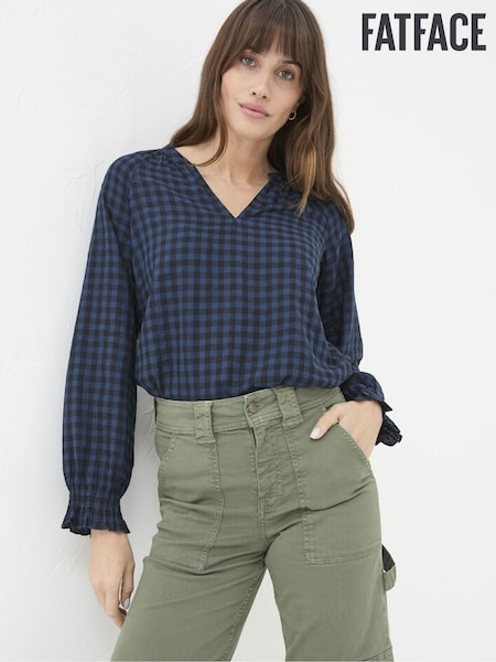 FatFace Pacey Blue Pacey Gingham Blouse (E50370) | €39.50
