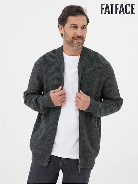 FatFace Charcoal Grey Knitted Bomber Cardigans (E50409) | €52.50