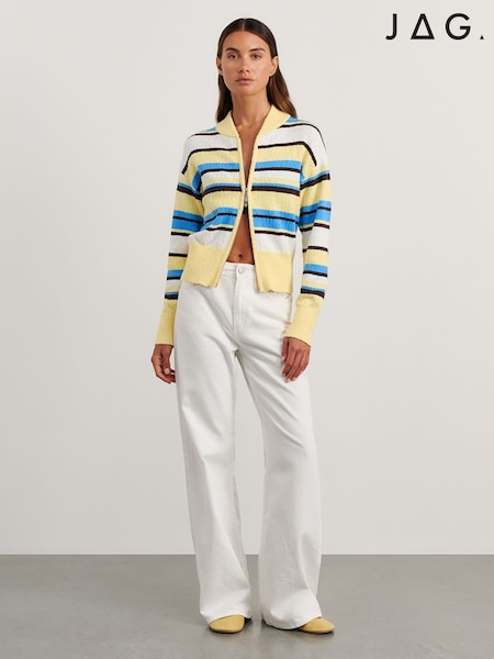 أصفر - Jag Arden Zip Knit Cardigan