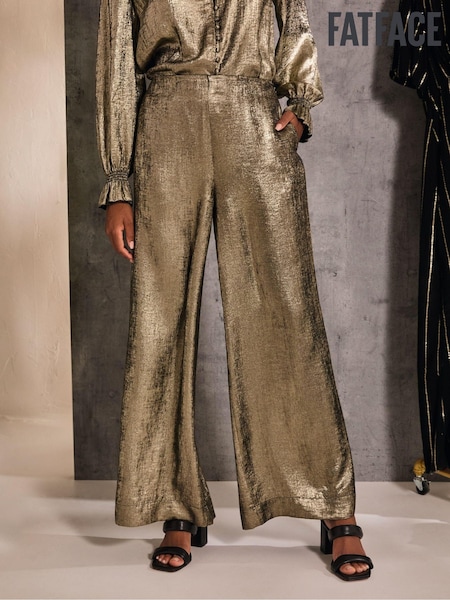 FatFace Sofia Gold Metallic Trousers (E50441) | €46