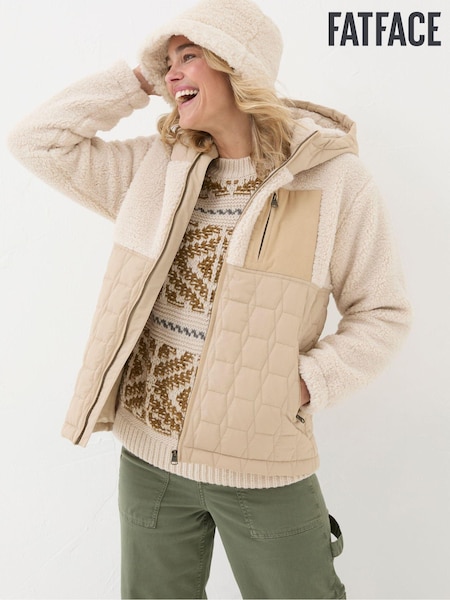 FatFace Honey Natural Fleece Quilted Jacket (E50477) | €85
