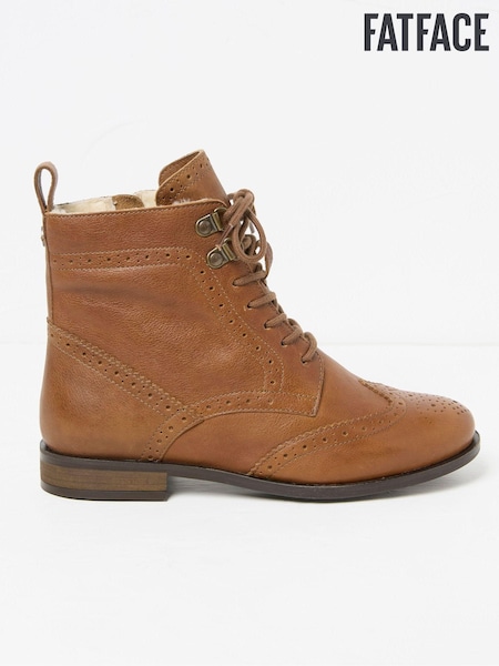 FatFace Anwen Brown Brogue Ankle Boots (E50487) | €64