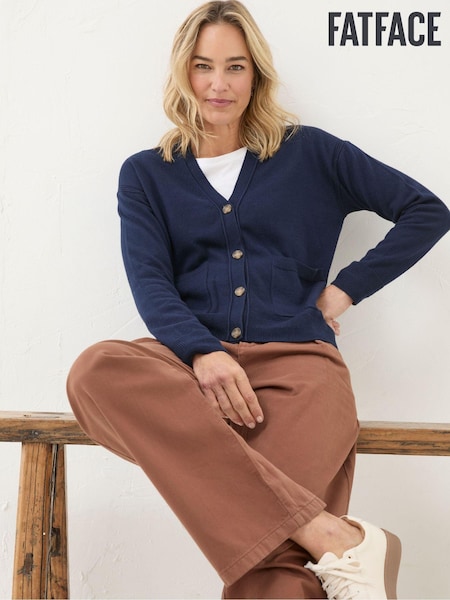 FatFace Grace Navy Cotton Cashmere Blend Cardigan (E50502) | €39.50