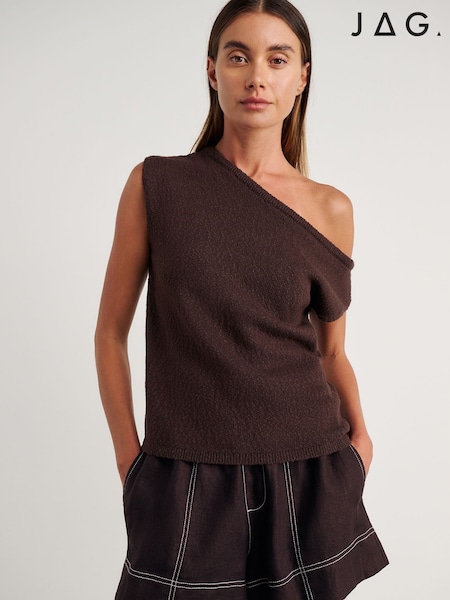 Brown - Jag Arden Off Shoulder Knit Jumper