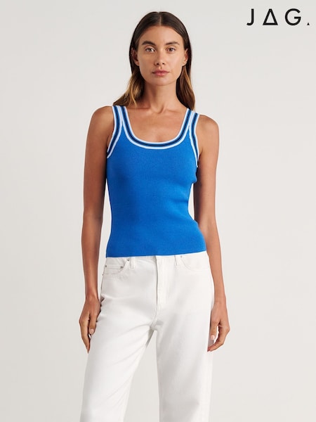 Blue - Jag Lydia Stripe Tank Top