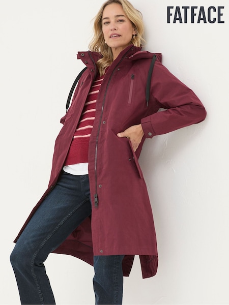 FatFace Juno Red Waterproof Long Coat (E50540) | €118