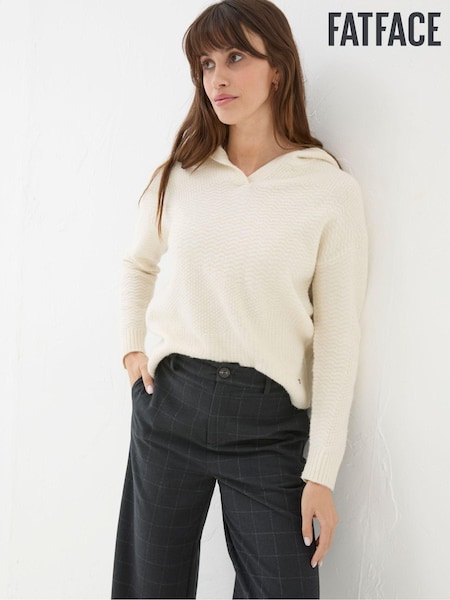 FatFace Cream Textured Hoodie (E50561) | €39.50