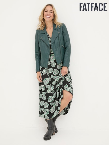 FatFace Bethany Green Quilted Biker Jacket (E50590) | €171