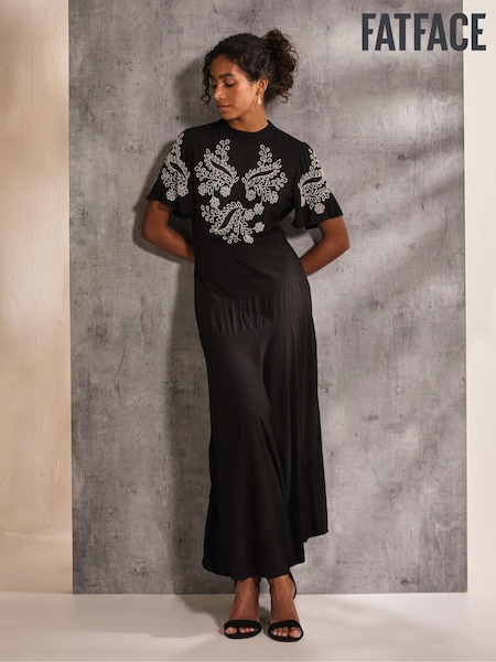 FatFace Margot Black Beaded Maxi Dress (E50624) | €72