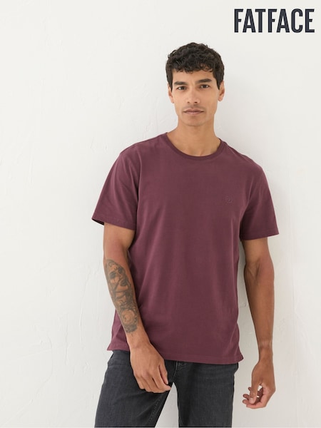 FatFace Lulworth Burgundy Red 100% Cotton Organic Crew T-Shirt (E50638) | €18