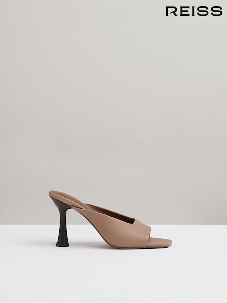 Reiss Blush Justine Leather Heeled Mules (E50689) | 1,088 QAR