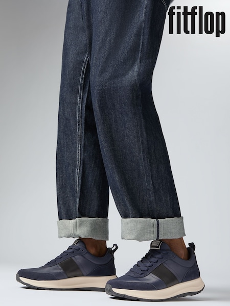 Fitflop Mens F-mode Flow Fabric Suede Leather Trainers (E50732) | ‏603‏₪