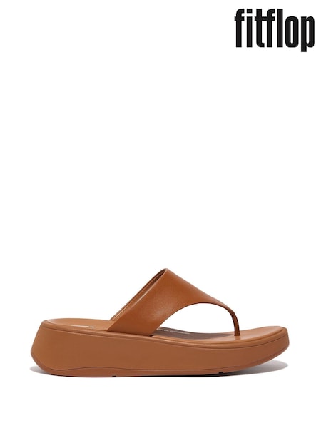 חום - Fitflop F-mode Leather Flatform Toe Post Sandals (E50739) | ‏553‏₪