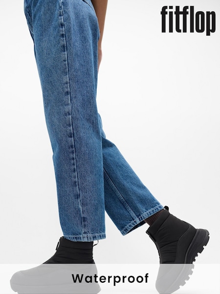 Fitflop Neo-D-Hyker Waterproof Zip Front Padded Black Boots (E50775) | AED407