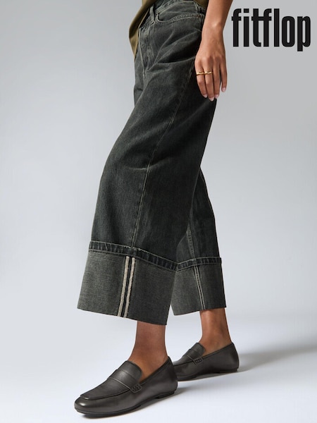 FitFlop Delicato Soft Leather Black Loafers (E50776) | €126