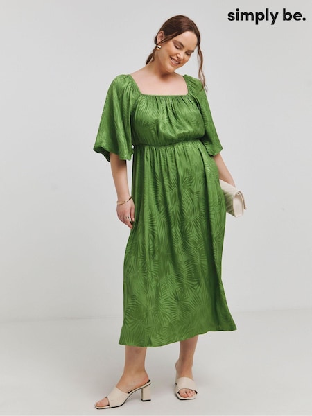 Simply Be Green Jacquard Tie back Midi Dress (E50832) | €37