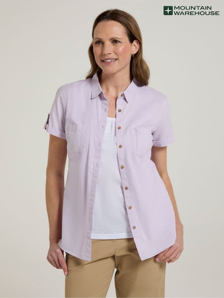 Violet - Mountain Warehouse Womens Coconut Mânecă scurtă  100% Bumbac Cămăși (E50885) | 121 LEI