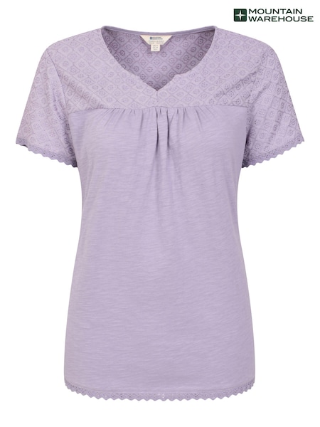 Mountain Warehouse Purple Naples Embroidered Womens 100% Cotton Top (E50894) | 72 QAR