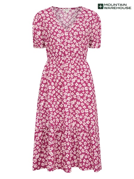 Mountain Warehouse Pink Oasis Womens Midi Tiered Dress (E50913) | €37