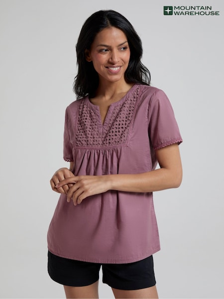 Mountain Warehouse Purple Paris Womens Embroidered 100% Cotton Top (E50918) | 1,742 UAH