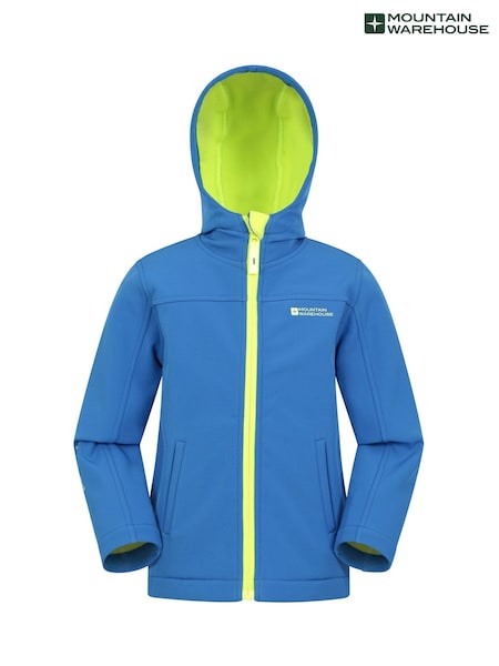 Mountain Warehouse Aqua Blue Exodus Kids Water Resistant Softshell Jacket (E50990) | AED140