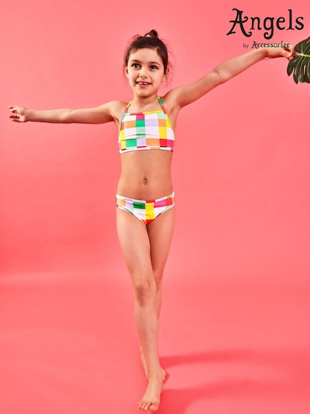 Angels By Accessorize Black Girls Reversible Check Bikinis (E51017) | €9